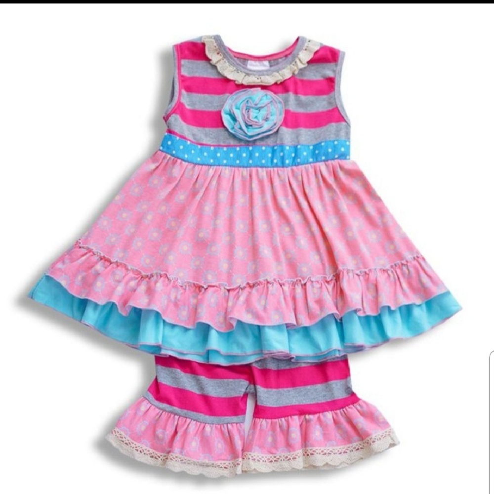 Little Girl Dress & Shorts Boutique 2 piece Outfit